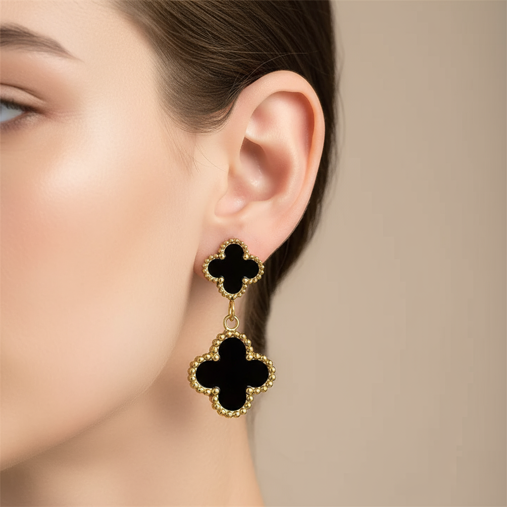 Double Clover Drop Earrings