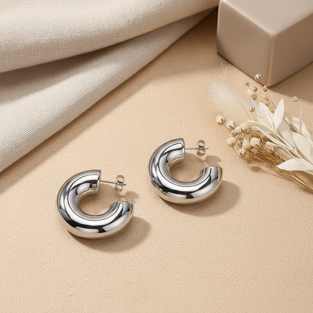 Thick C-shaped Hoop Earring